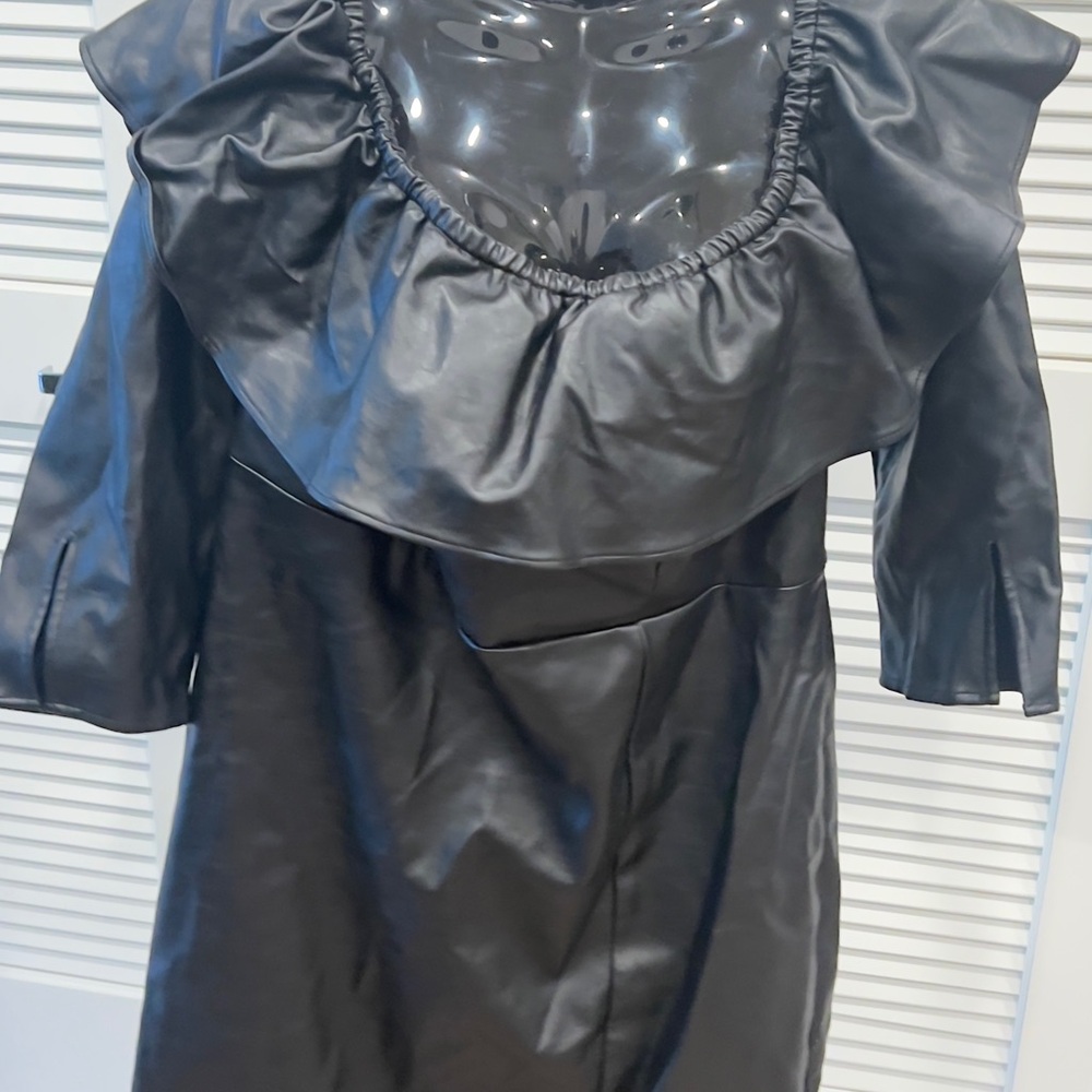 Kendall & Kylie Black leather Ruffle Dress